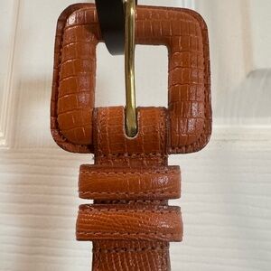 Talbots Brown lizard grain Leather Belt size small